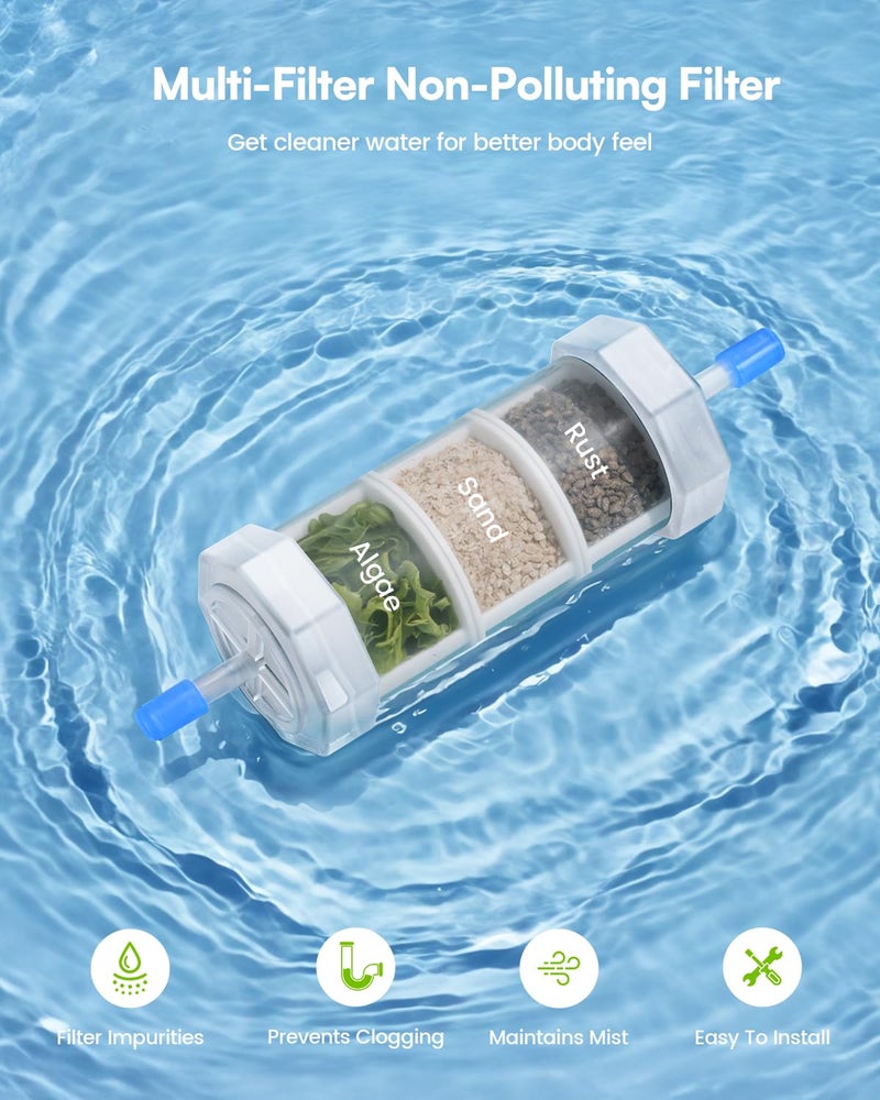 RAINPOINT Misters for Outside Patio - Upgraded 59FT(18M) Misting System Kit with Water Filter for Cooling Outdoor, 59FT Misting Line + 17 Mist Nozzles for Backyard Garden Porch Deck Greenhouse - Image 5